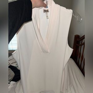 Anne Klein Cream V-Neck Blouse